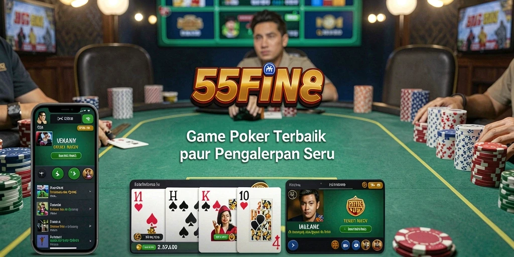 Tampilan gameplay Poker yang menegangkan di 55FIVE.