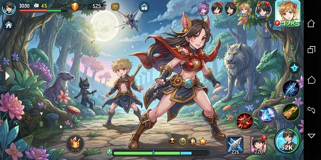 Tampilan gameplay seru dari 5ZK yang menggambarkan pertarungan karakter anime.