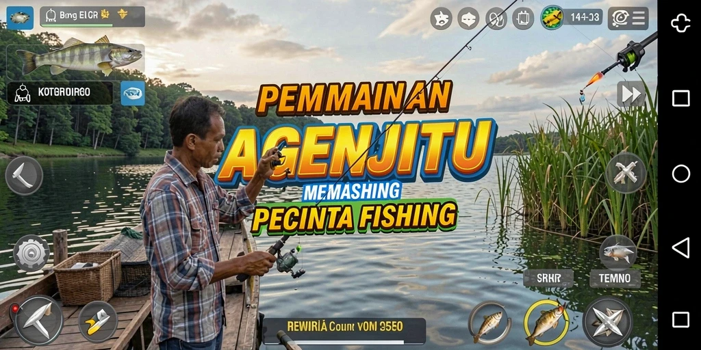Tampilan gameplay AGENJITU yang memukau saat memancing.