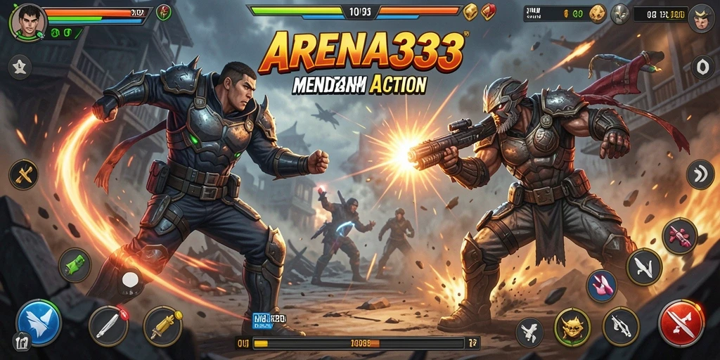 Screenshot ARENA333 menampilkan aksi seru dalam gameplay action.