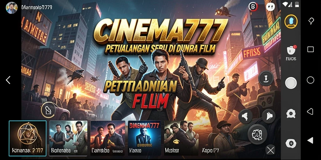 Screenshot gameplay CINEMA777 menampilkan aksi seru dan tantangan di dunia film.