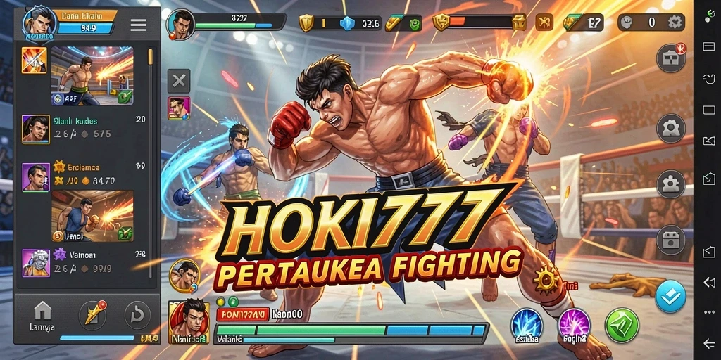 Tangkapan layar utama HOKI777 menampilkan aksi pertarungan yang mendebarkan.