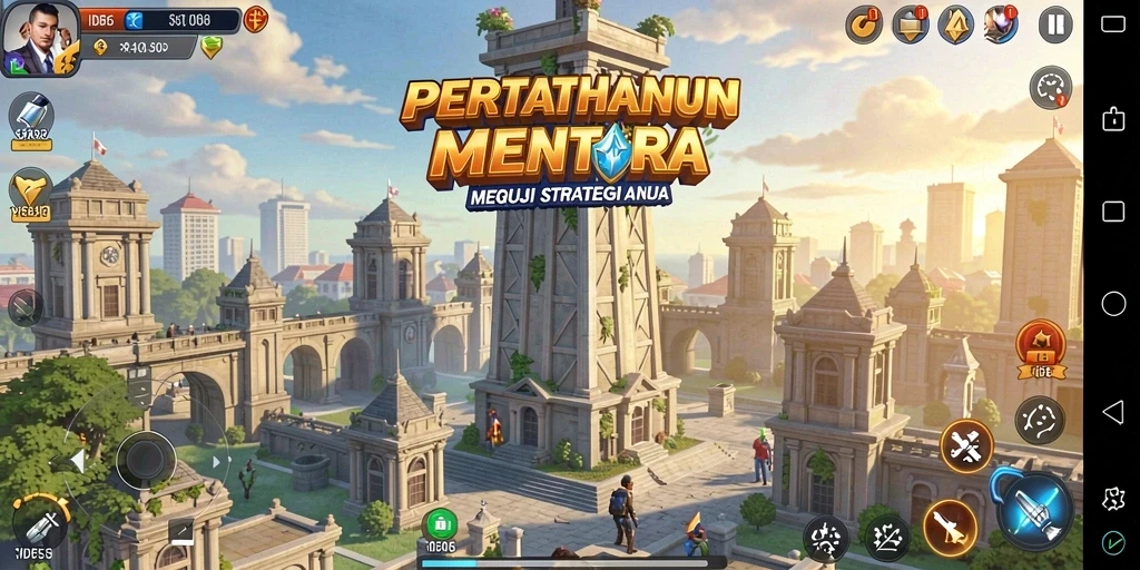 Tampilan gameplay menawan dalam ID66 yang penuh strategi Tower Defense.