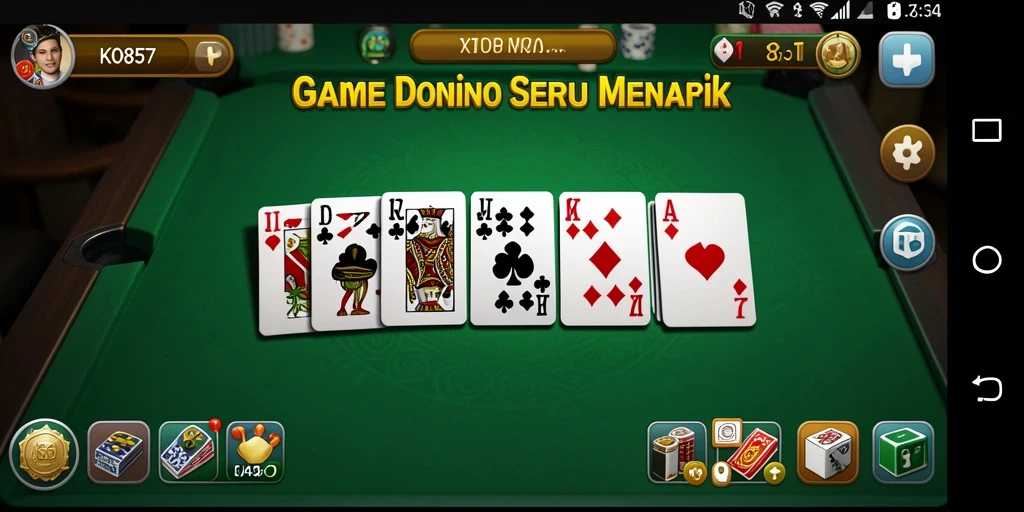 Screenshot gameplay KO857 yang menunjukkan keseruan bermain Domino.