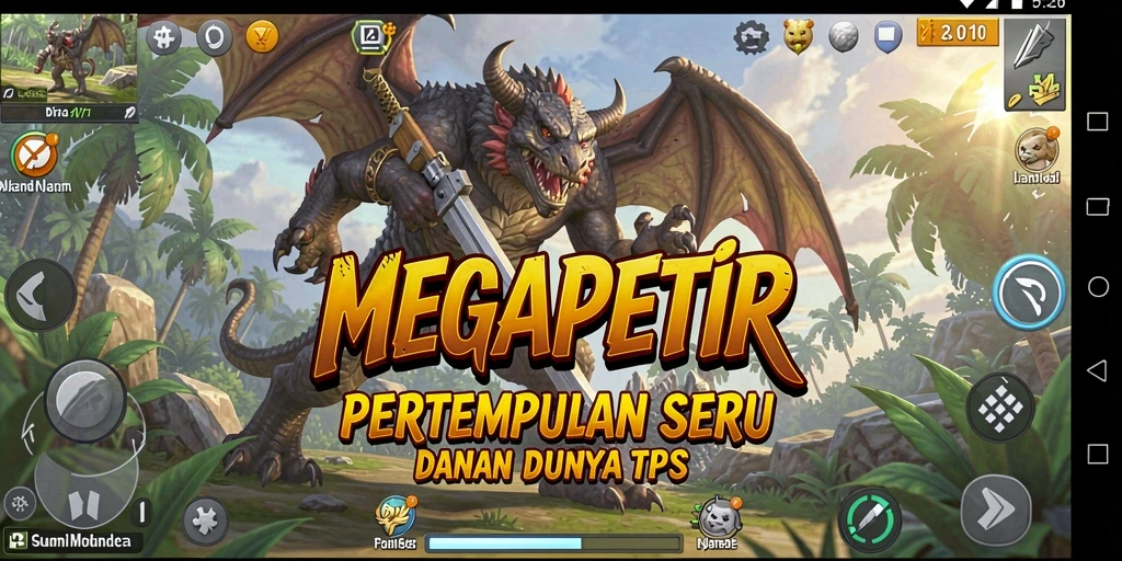 Screenshot utama MEGAPETIR menampilkan gameplay yang mendebarkan dalam pertempuran TPS.
