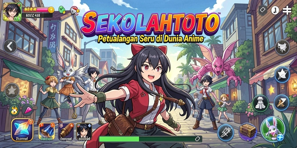 Tangkapan layar utama SEKOLAHTOTO menampilkan karakter anime dalam aksi.