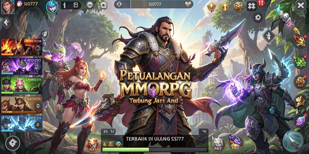 Tangkapan layar SJO777 menunjukkan pertarungan epik dalam dunia MMORPG.